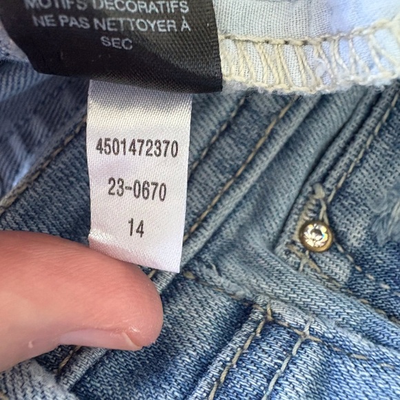 WHBM Girlfriend Denim Jeans Size 6 Rhinestones Light Wash Distressed Western - Picture 11 of 16